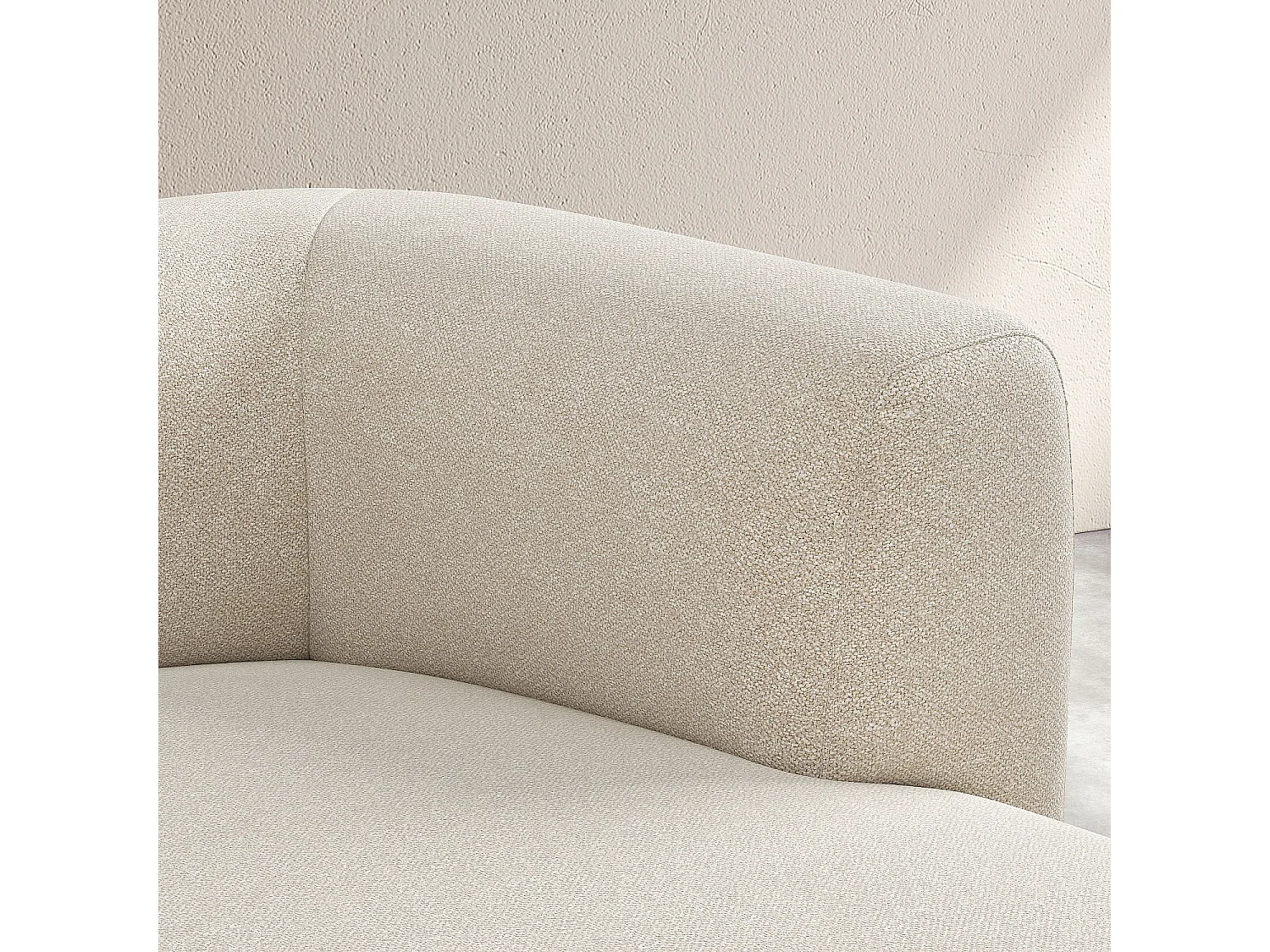 Grand canapé d'angle droit en tissu texturé - Beige vanille - Design by Federica Francini
