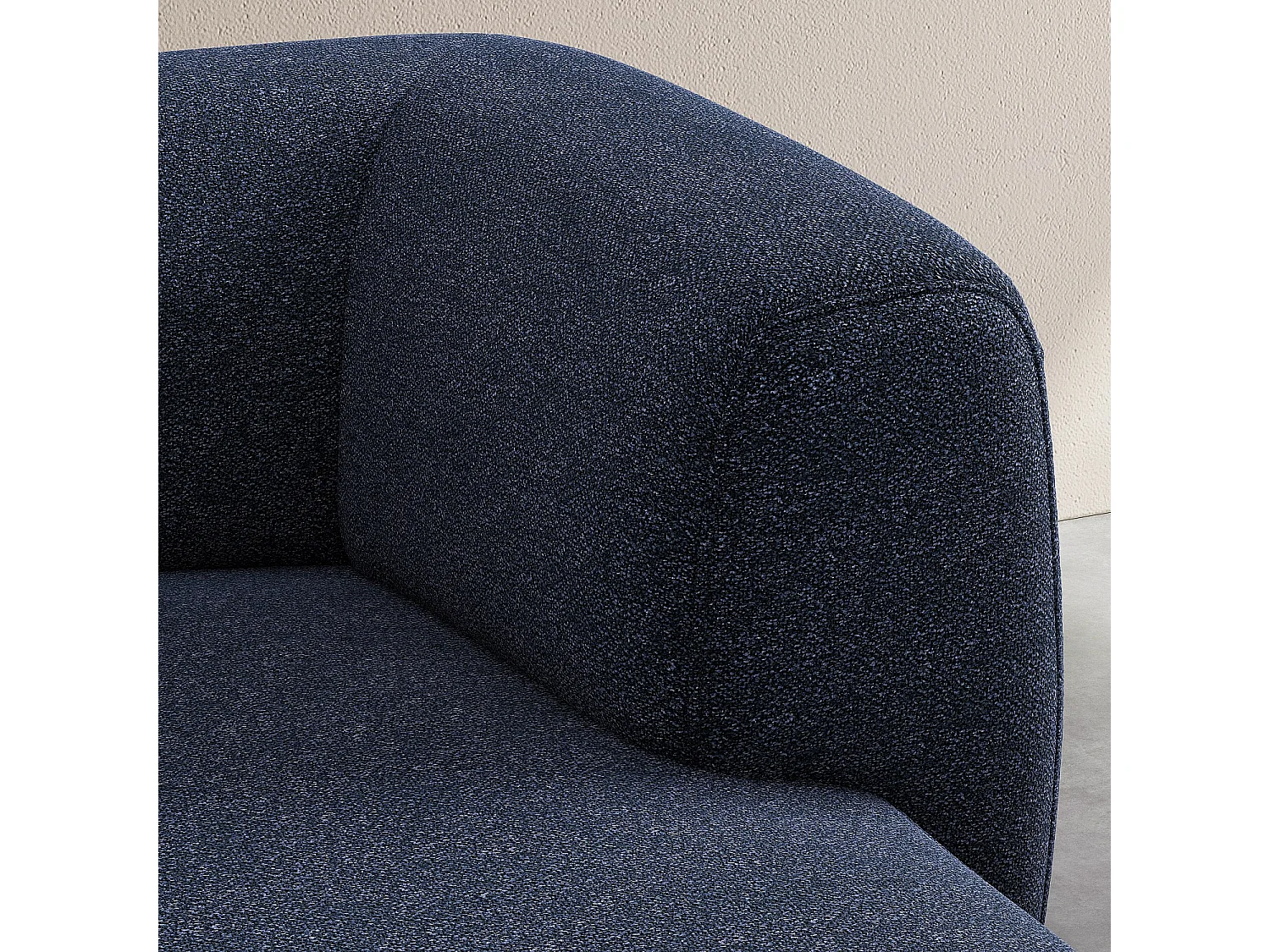 Canapé d'angle droit en tissu texturé - Bleu marine - Design by Federica Francini