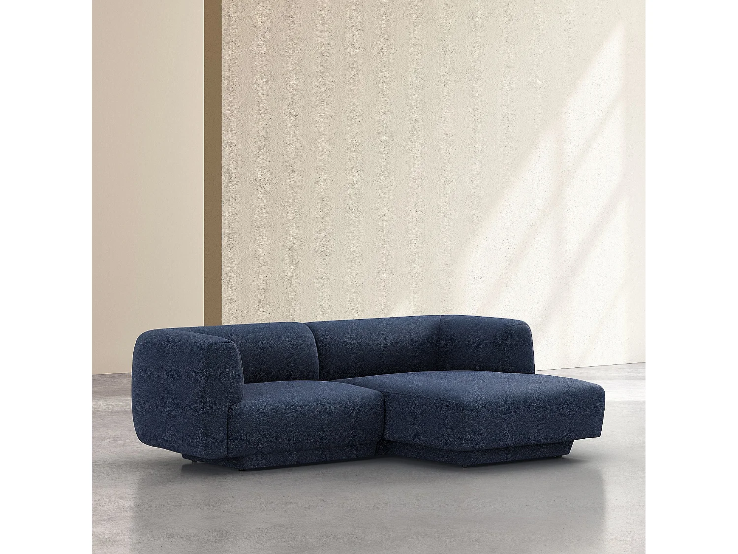 Canapé d'angle droit en tissu texturé - Bleu marine - Design by Federica Francini