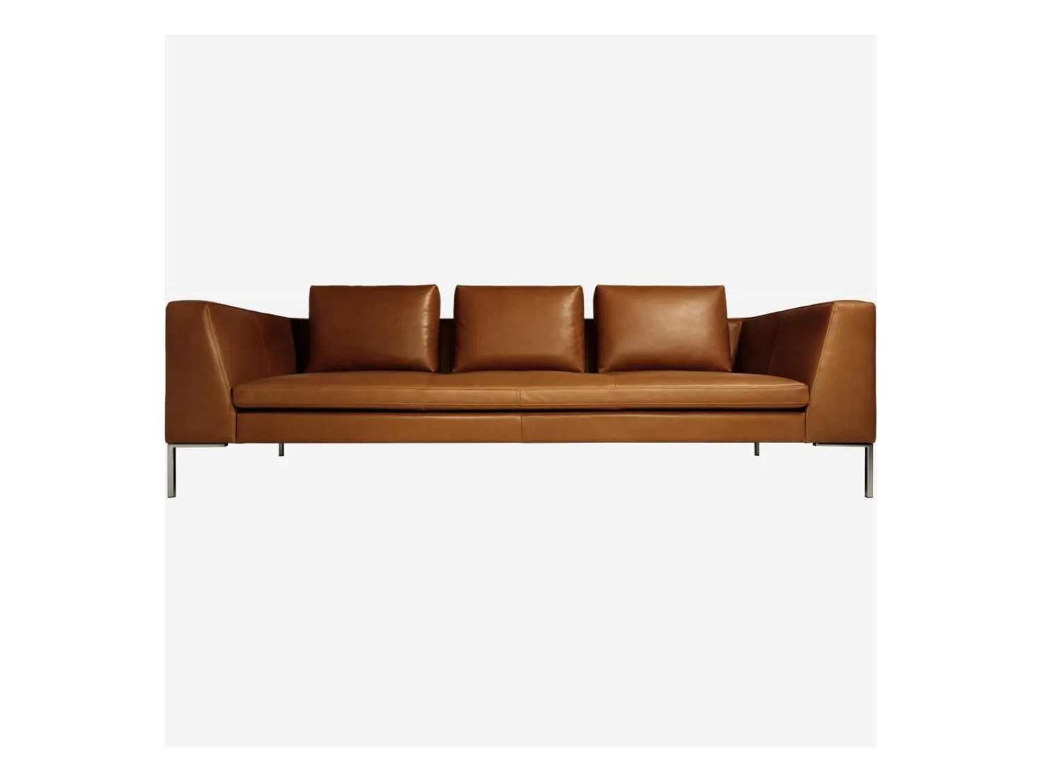 Habitat - Canapé 3 places en cuir Vintage Leather - Marron cognac - Montino