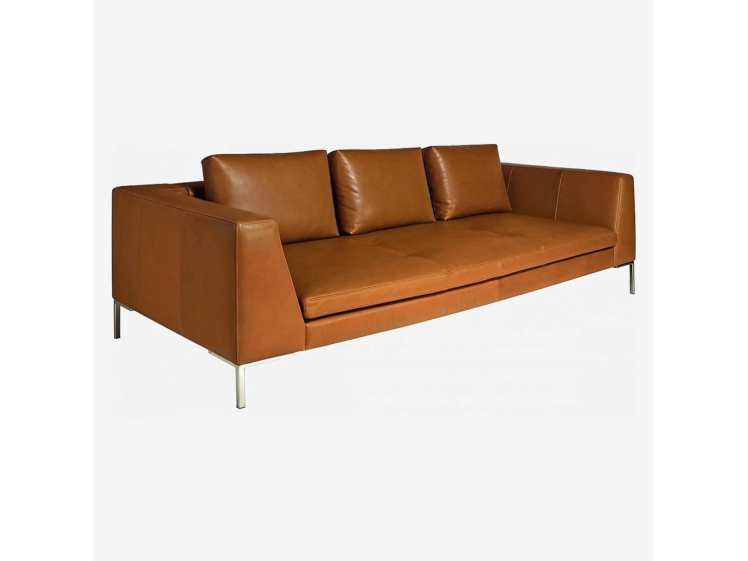 Habitat - Canapé 3 places en cuir Vintage Leather - Marron cognac - Montino