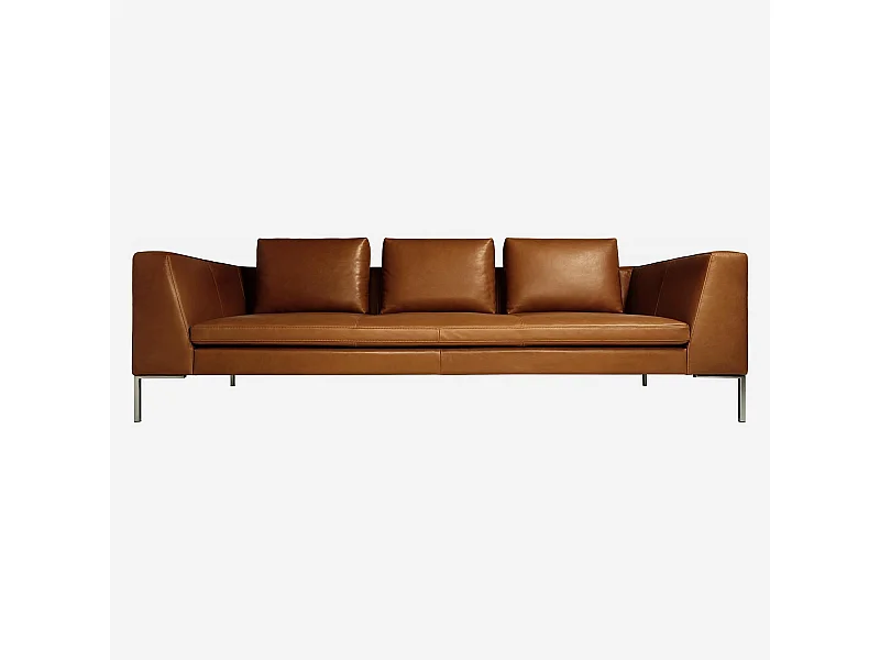 Habitat - Canapé 3 places en cuir Vintage Leather - Marron cognac - Montino