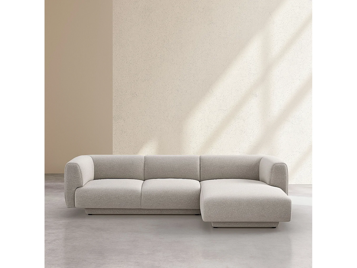 Habitat - Grand canapé d'angle droit en tissu texturé - Grège - Design by Federica Francini - Austin