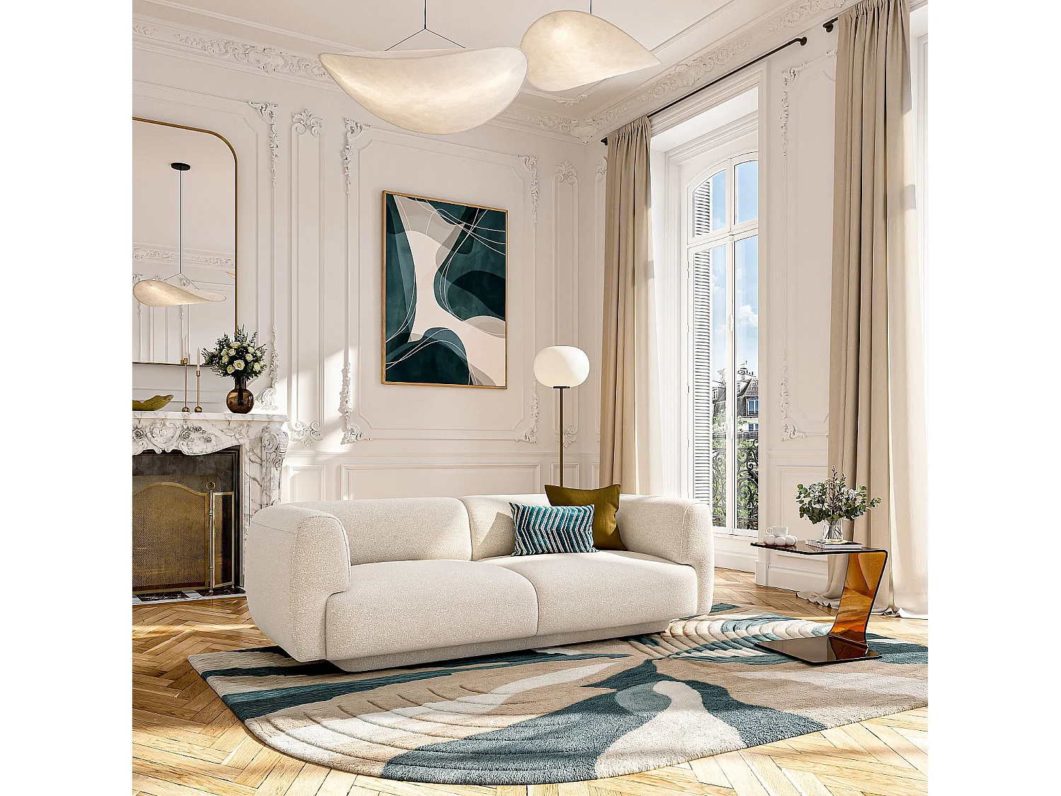 Habitat - Canapé 3 places en tissu texturé - Beige vanille - Design by Federica Francini - Austin