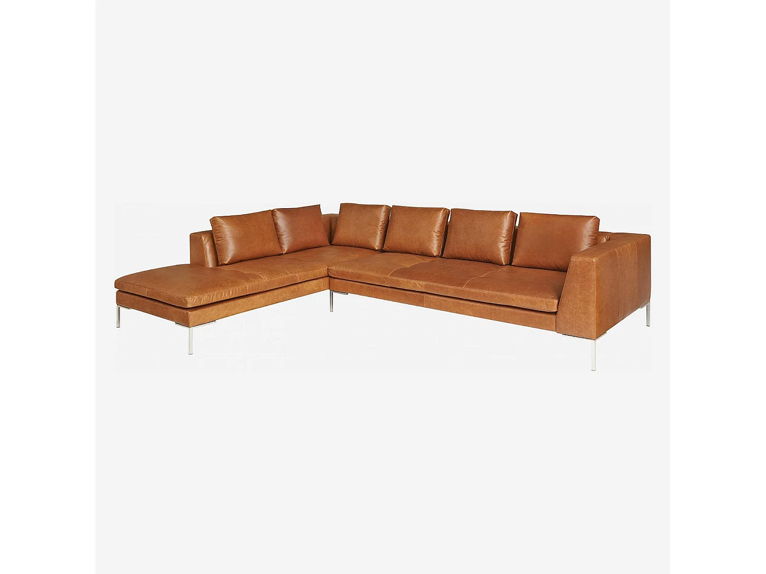 Habitat - Grand canapé d'angle gauche en cuir Vintage Leather - Marron cognac - Montino