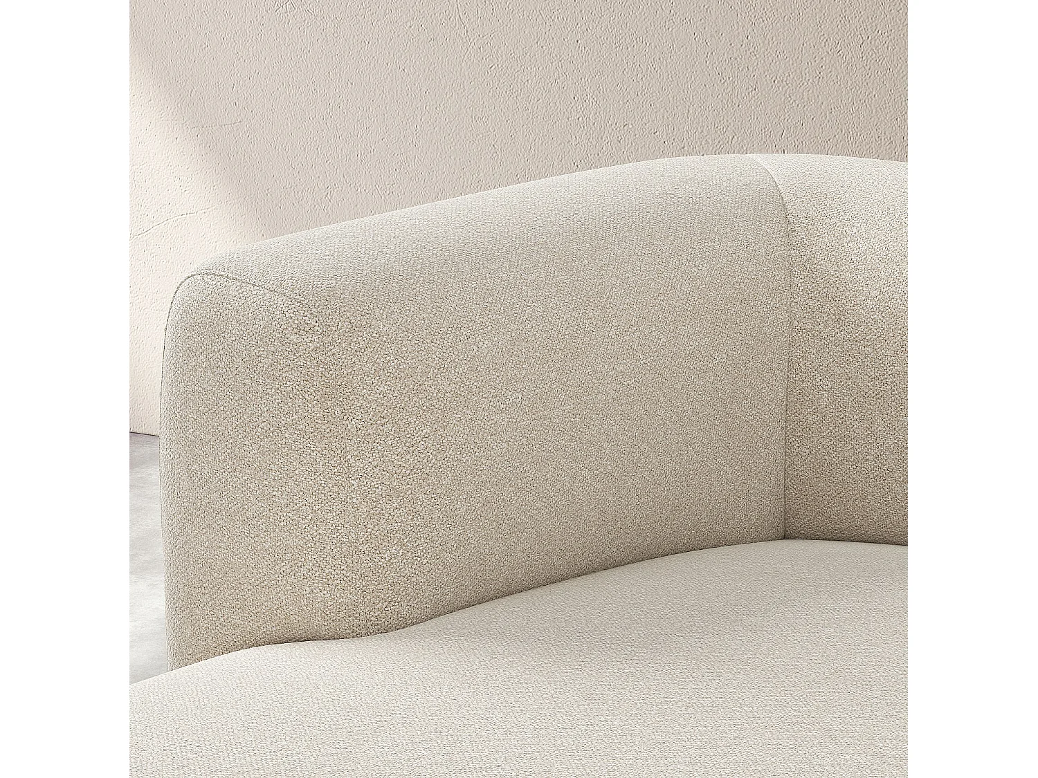 Grand canapé d'angle gauche en tissu texturé - Beige vanille - Design by Federica Francini