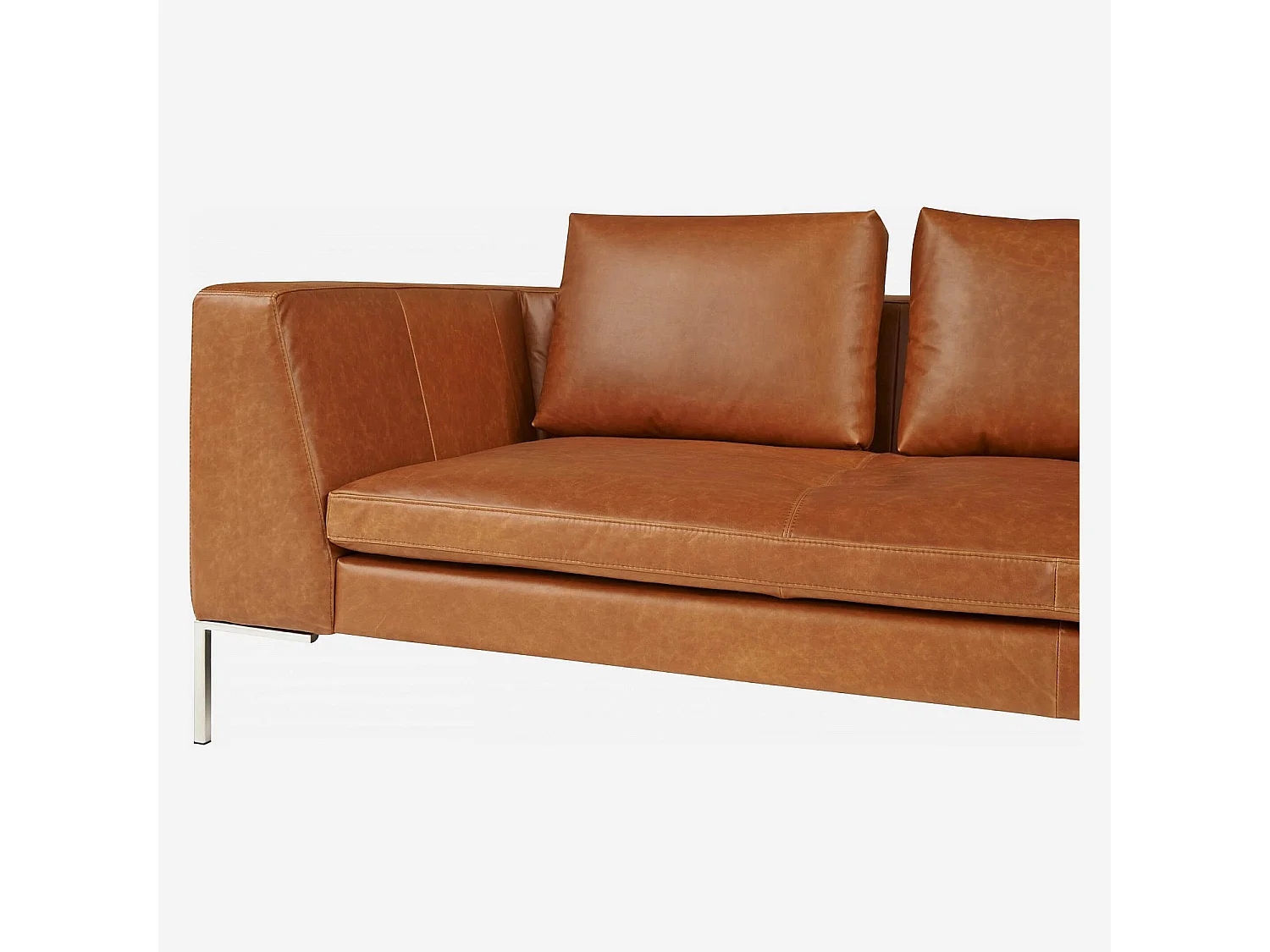 Habitat - Grand canapé d'angle droit en cuir Vintage Leather - Marron cognac - Montino
