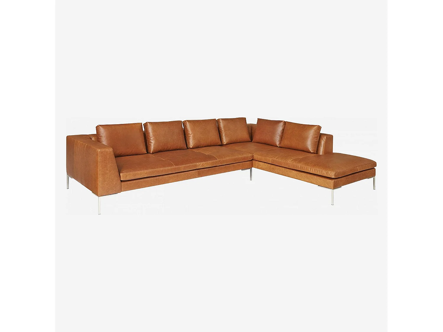 Habitat - Grand canapé d'angle droit en cuir Vintage Leather - Marron cognac - Montino