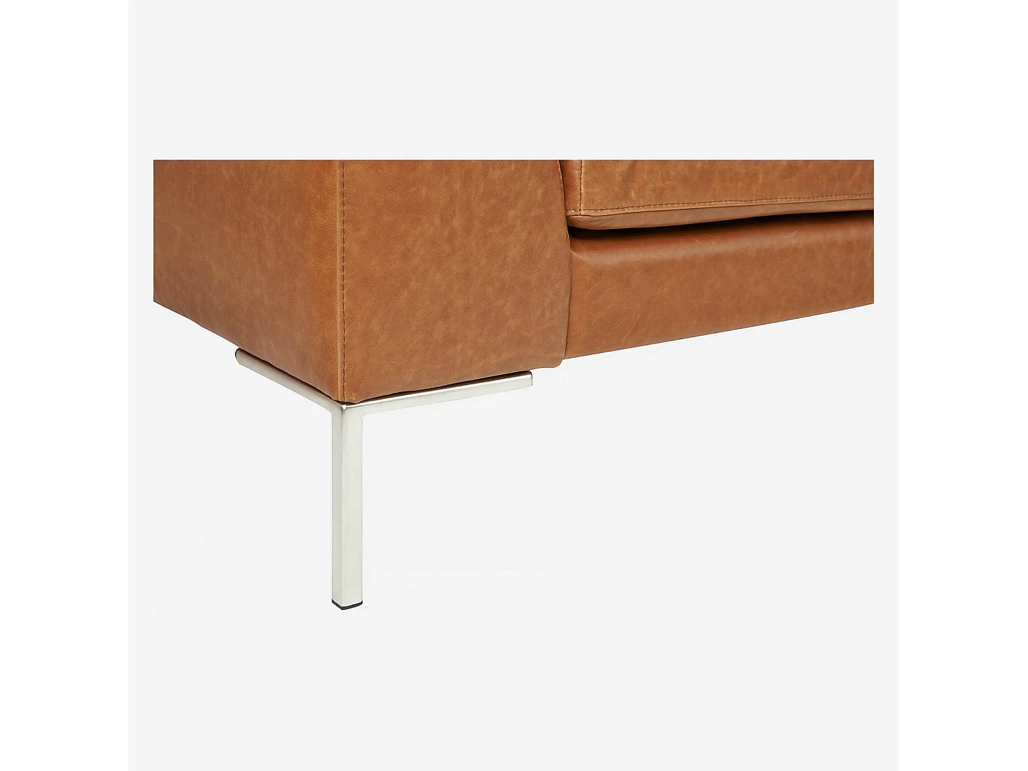 Habitat - Grand canapé d'angle droit en cuir Vintage Leather - Marron cognac - Montino