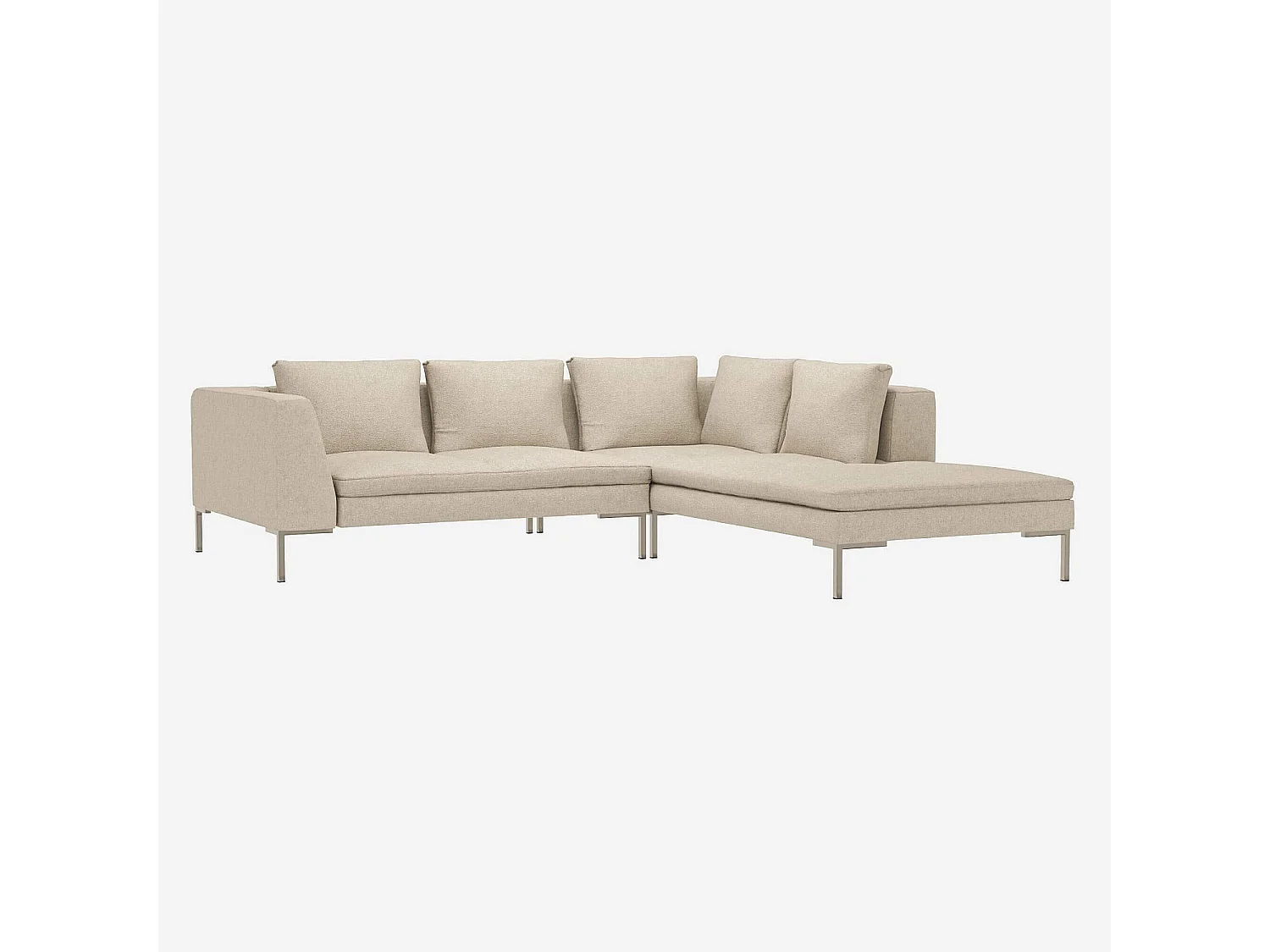 Habitat - Canapé d'angle droit en tissu Lucca - Blanc mastic - Montino