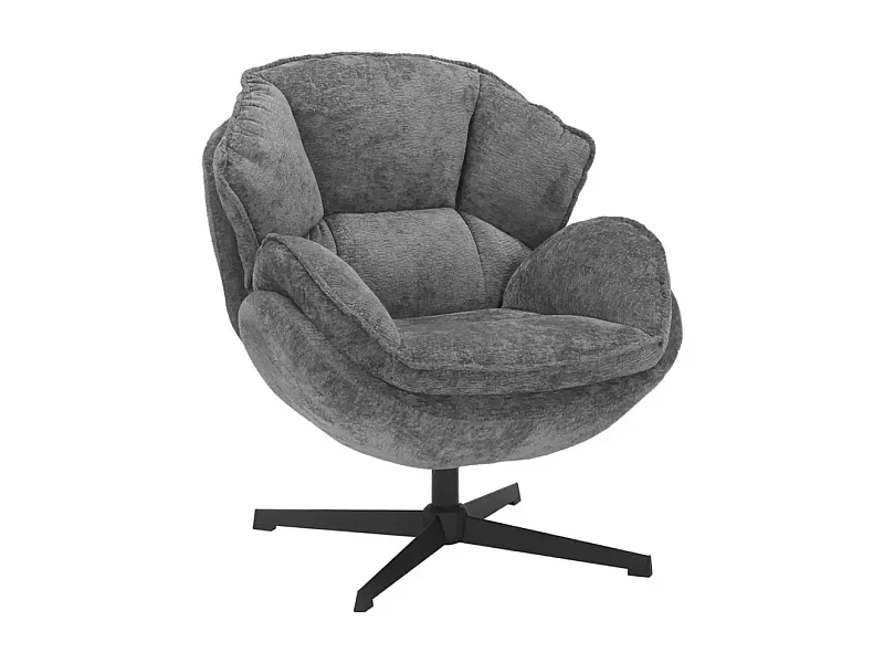 Poltrona morbida in tessuto grigio, girevole a 360° TOFON