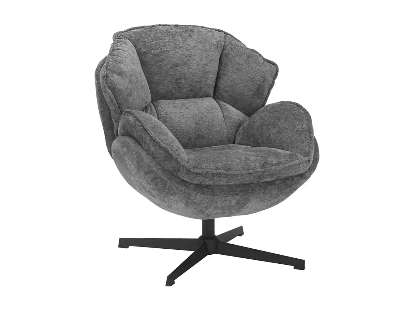 Fauteuil moelleux en tissu gris, pivotant à 360° TOFON