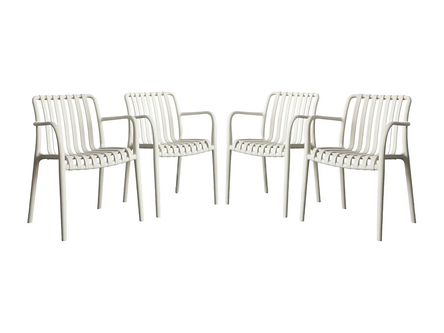 Sillón de jardín con diseño lineal, set de 4 beige