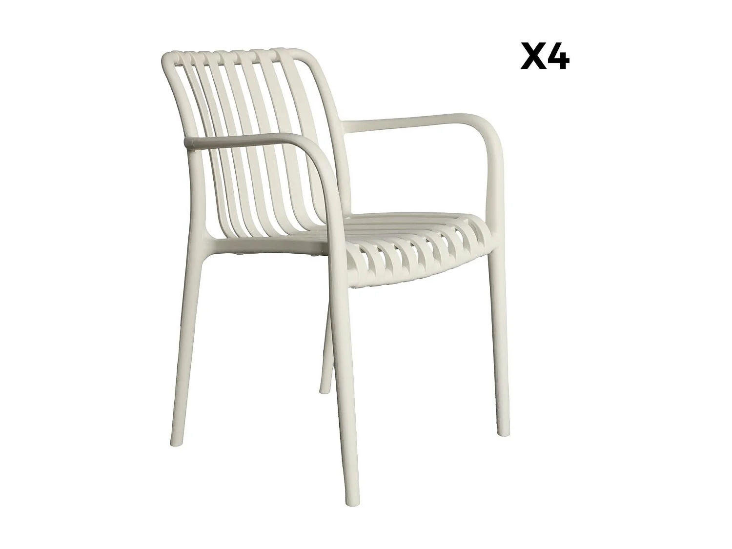 Sillón de jardín con diseño lineal, set de 4 beige