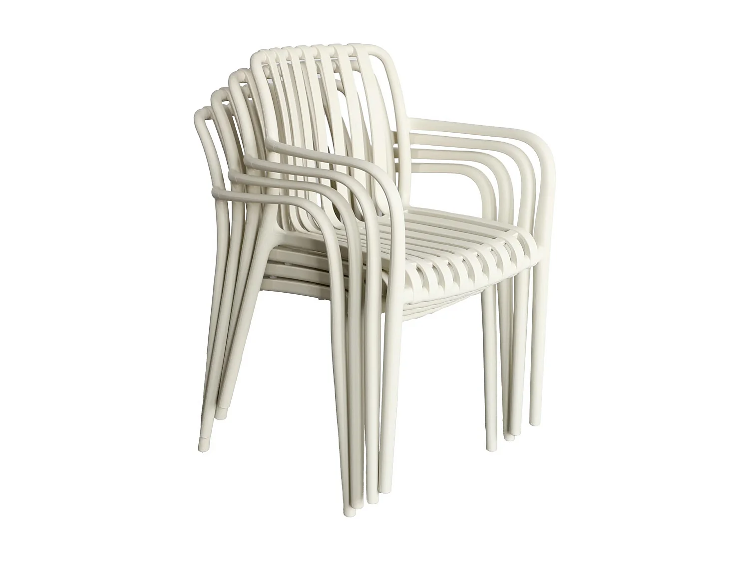 Sillón de jardín con diseño lineal, set de 4 beige