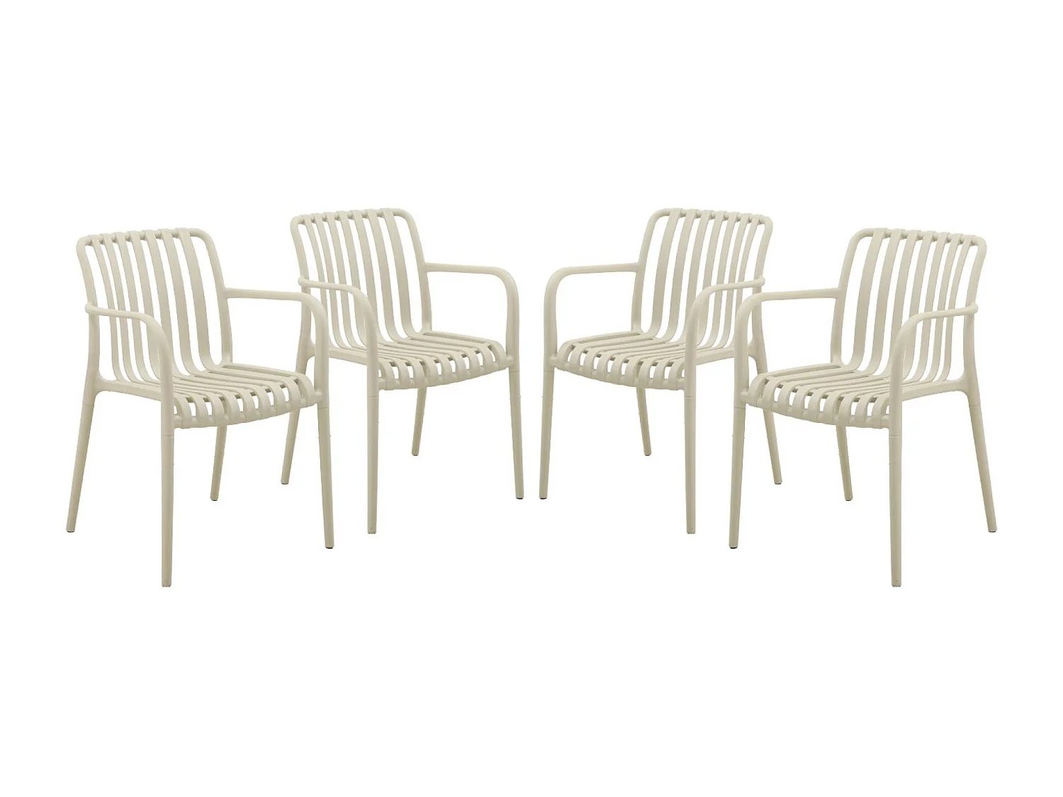 Sillón de jardín con diseño lineal, set de 4 beige