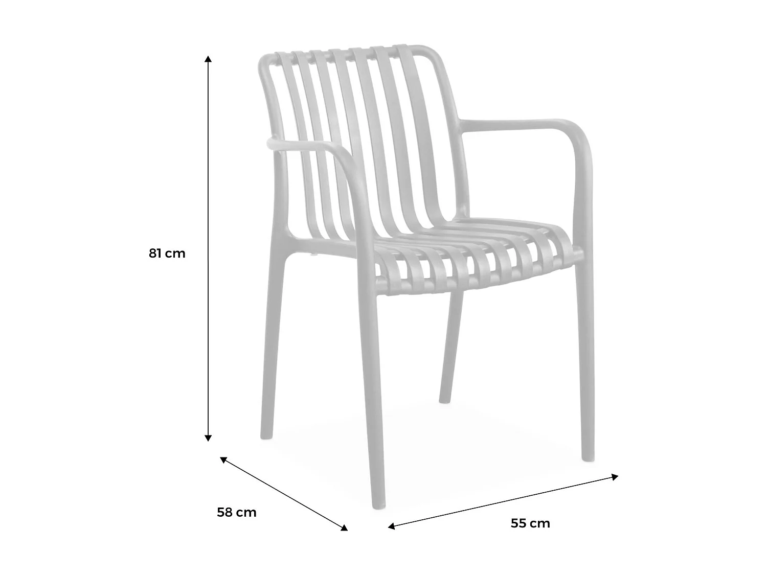 Sillón de jardín con diseño lineal, set de 4 beige
