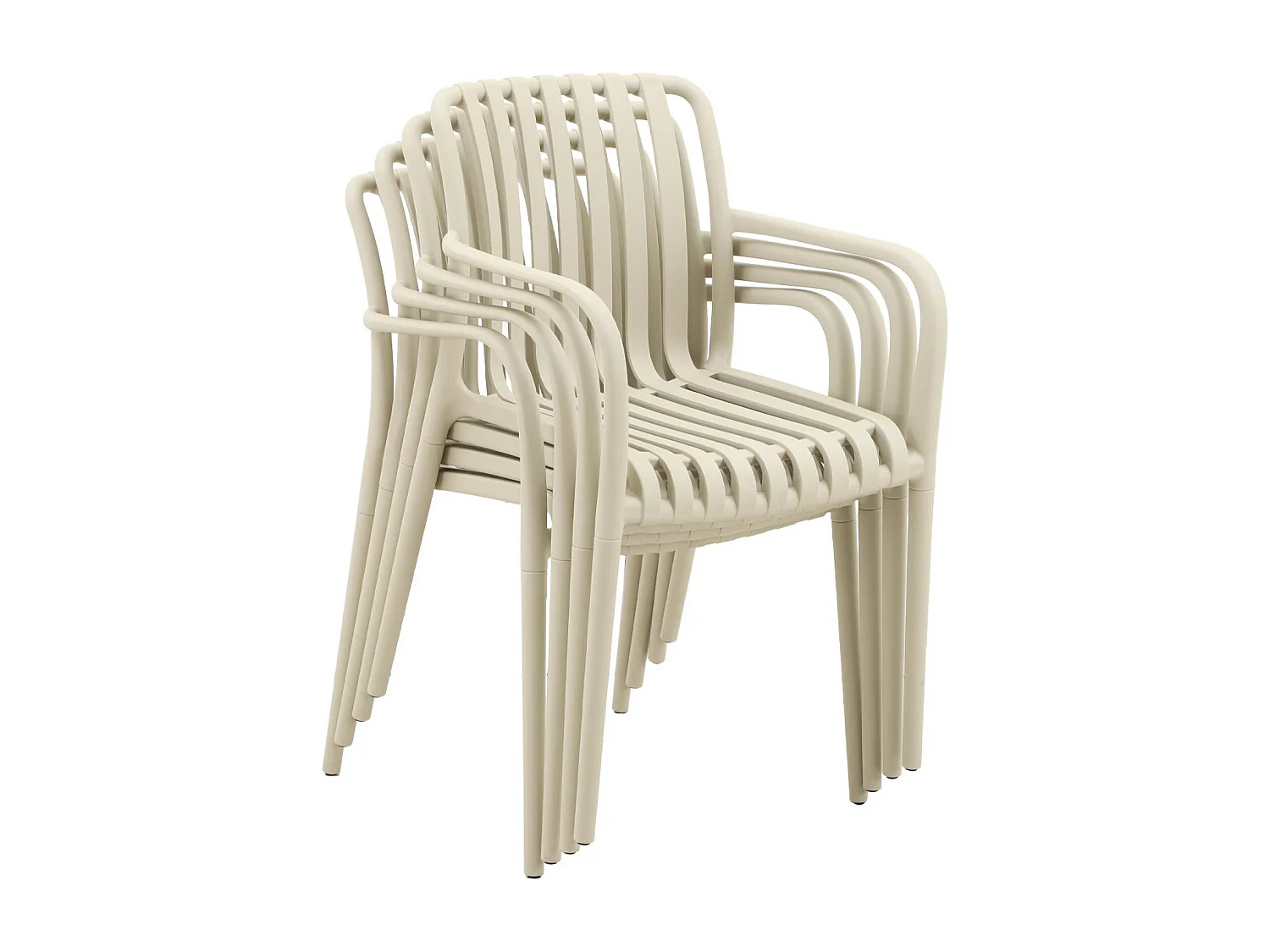 Sillón de jardín con diseño lineal, set de 4 beige