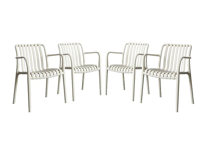 Sillón de jardín con diseño lineal, set de 4 beige