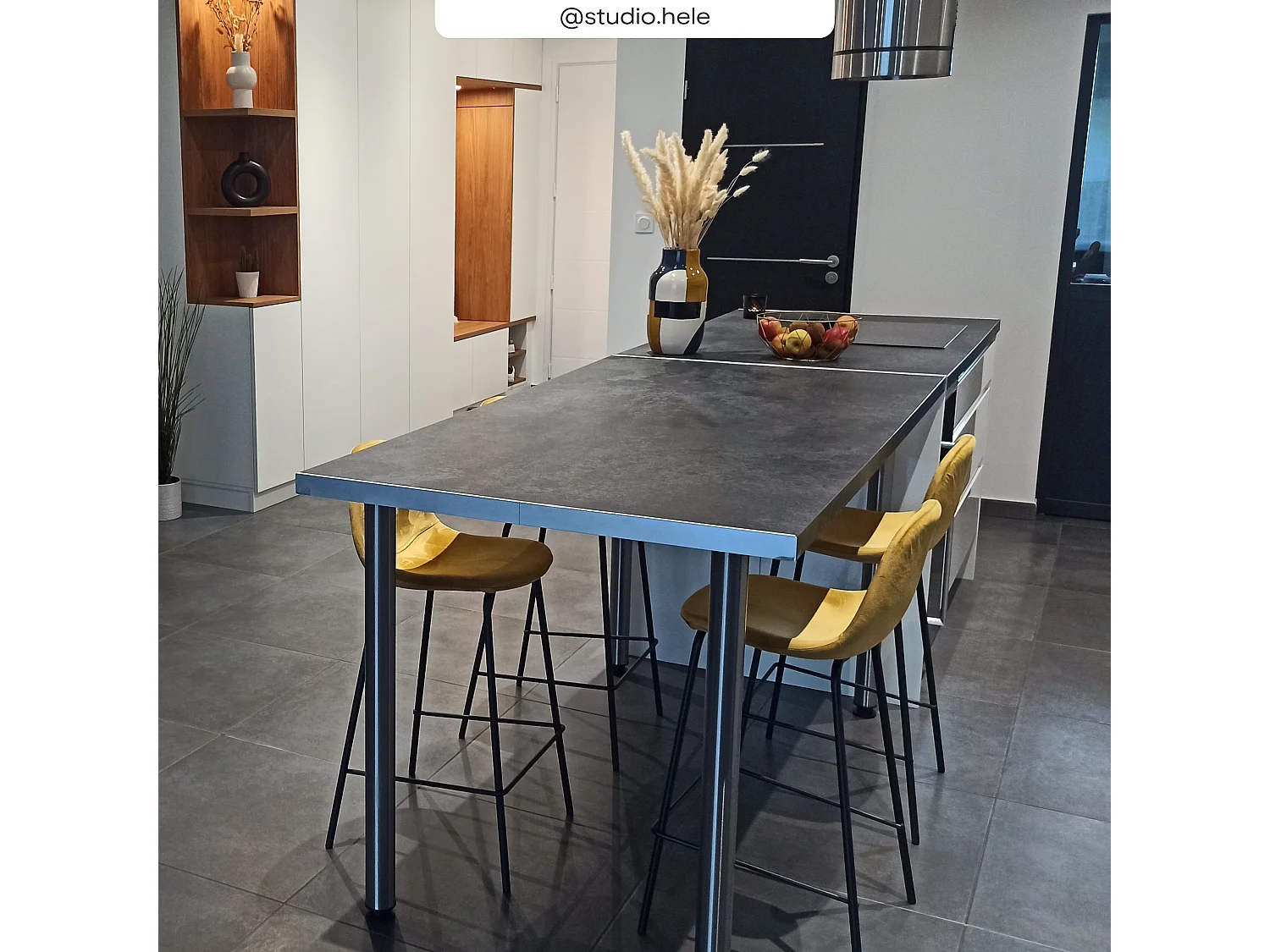 Silla para isla central de terciopelo amarillo 65 cm - Henrik