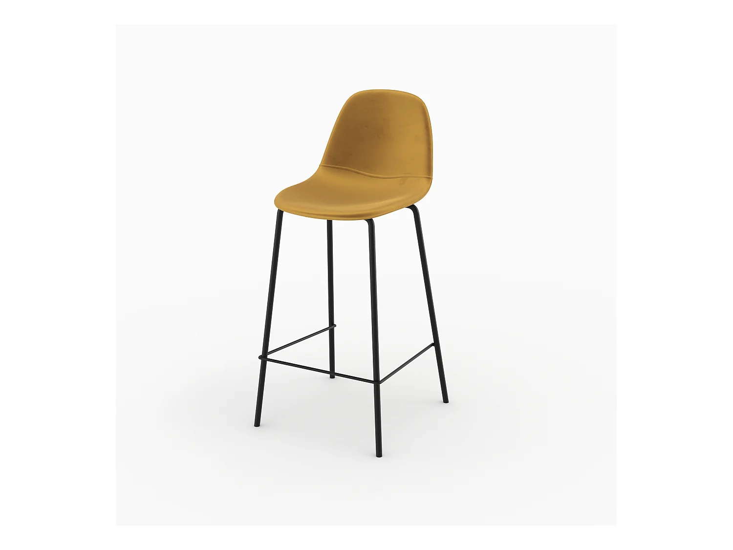 Chaise pour îlot central en velours jaune 65 cm - Henrik