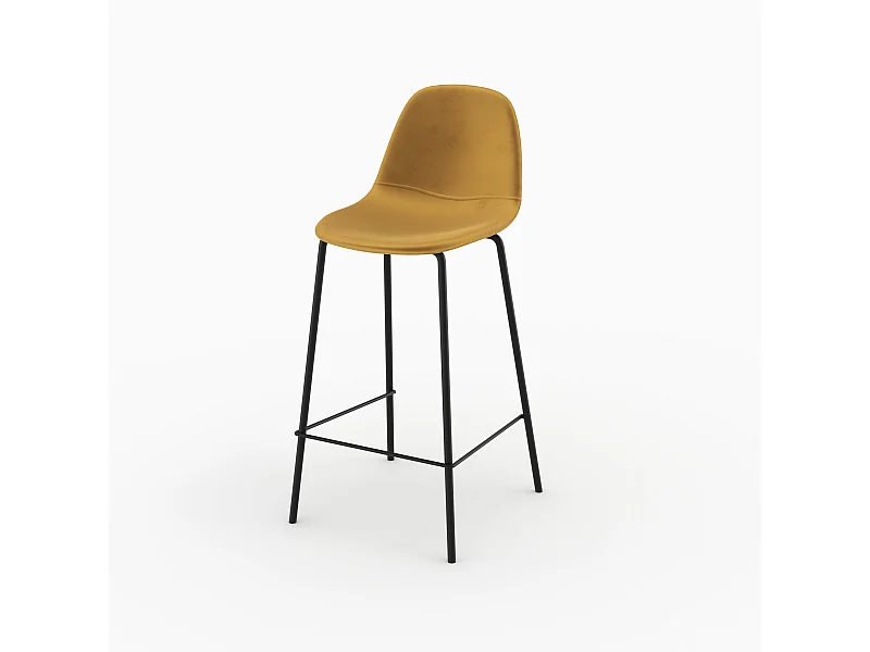 Silla para isla central de terciopelo amarillo de 65 cm - Henrik