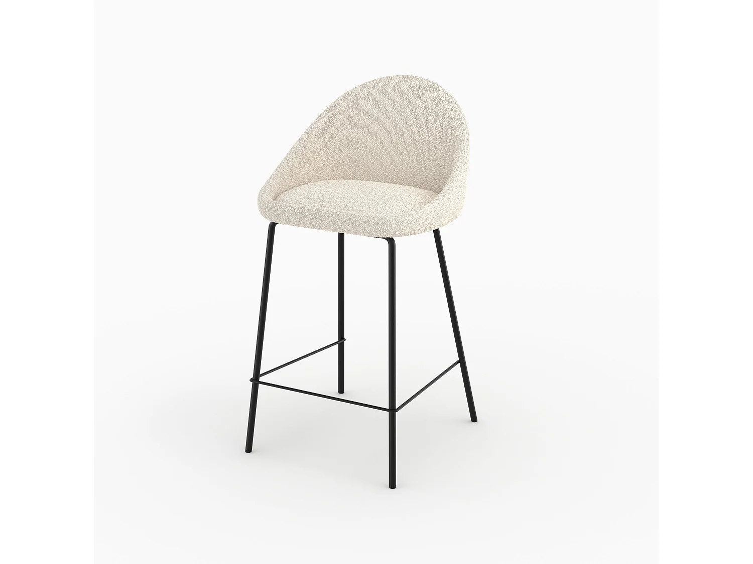 Silla para isla central efecto lana bouclé blanca 65 cm - Misty