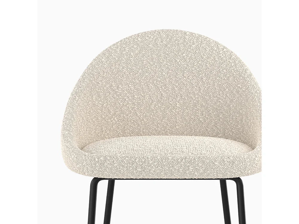 Chaise pour îlot central effet laine bouclette blanche 65 cm - Misty