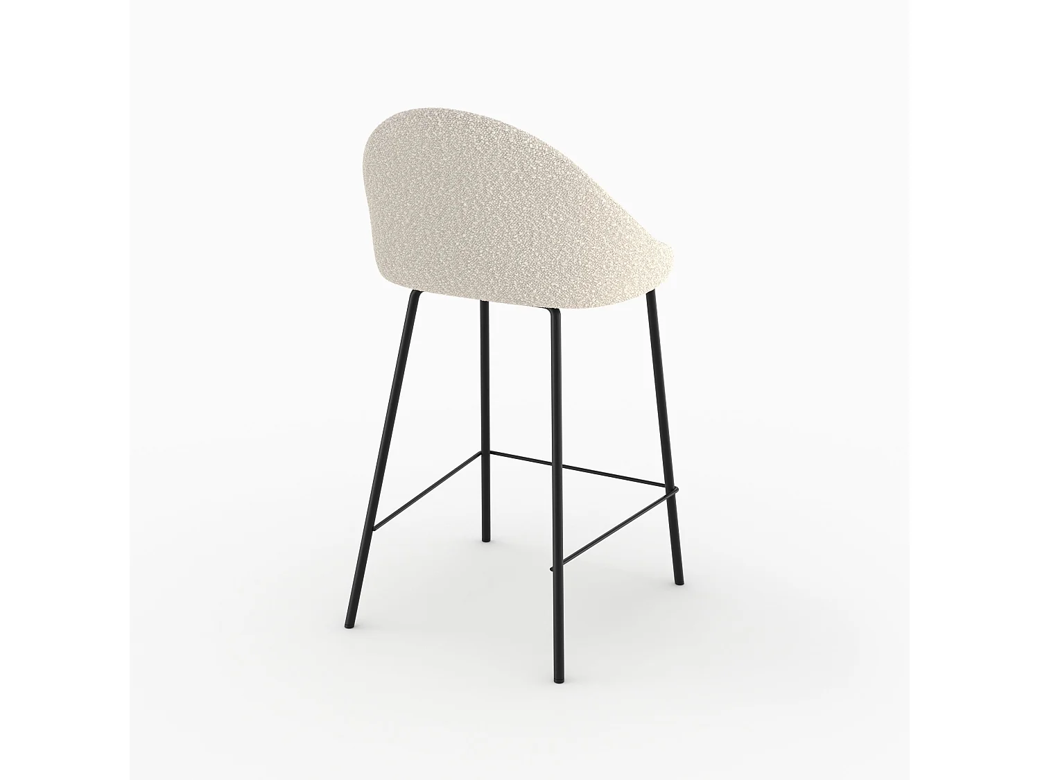 Chaise pour îlot central effet laine bouclette blanche 65 cm - Misty