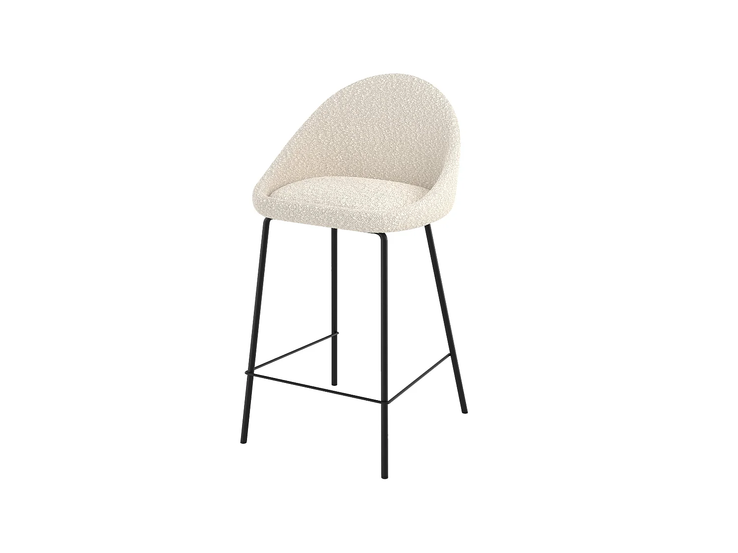 Chaise pour îlot central effet laine bouclette blanche 65 cm - Misty