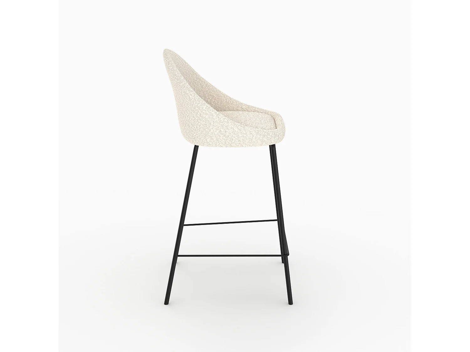 Chaise pour îlot central effet laine bouclette blanche 65 cm - Misty