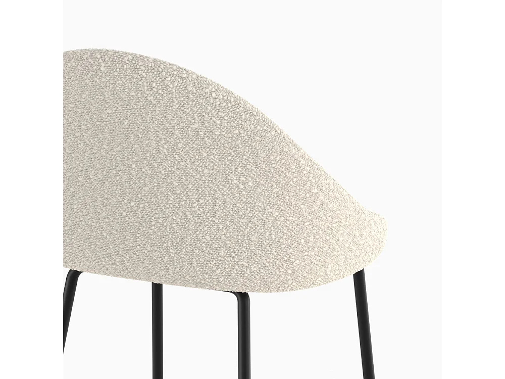 Chaise pour îlot central effet laine bouclette blanche 65 cm - Misty