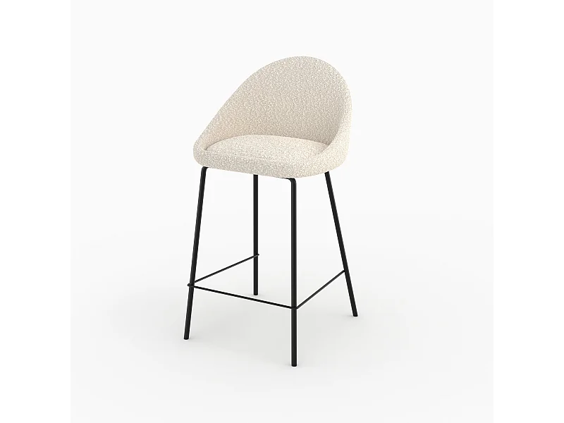 Silla para isla central efecto lana bouclé blanca 65 cm - Misty