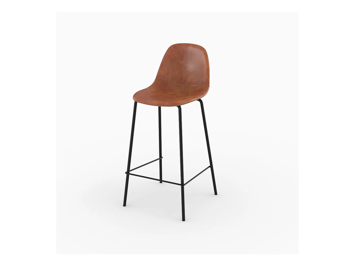 Chaise pour îlot central en cuir synthétique camel 65 cm - Henrik