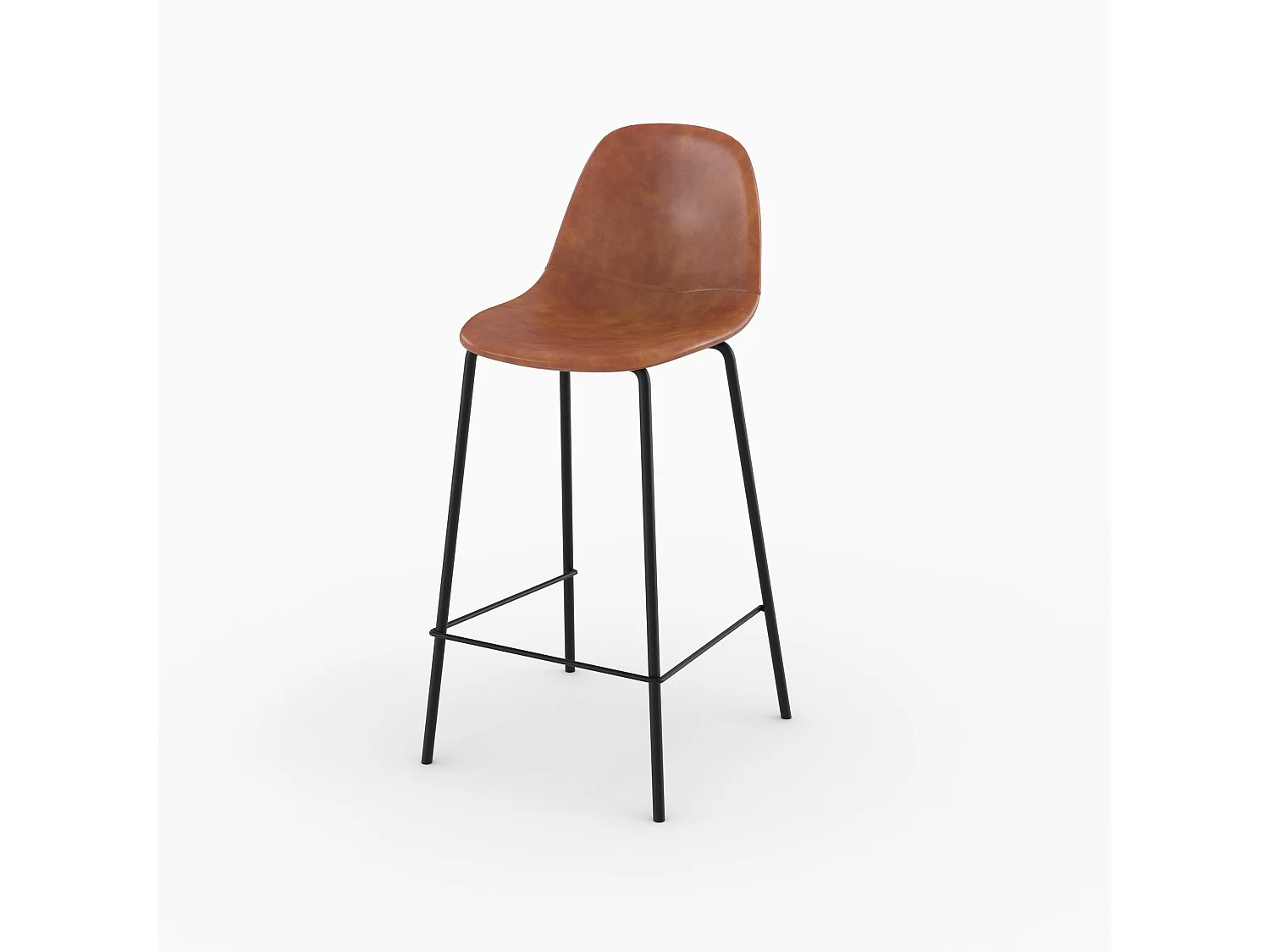 Silla para isla central en cuero sintético camel 65 cm - Henrik