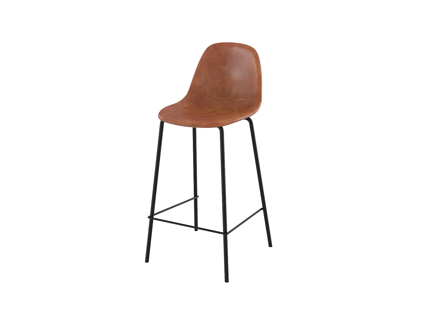 Silla para isla central en cuero sintético camel 65 cm - Henrik