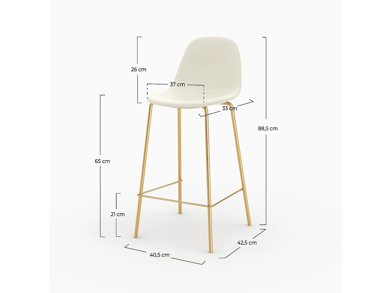 Silla para isla central de cuero sintético blanco 65 cm - Henrik