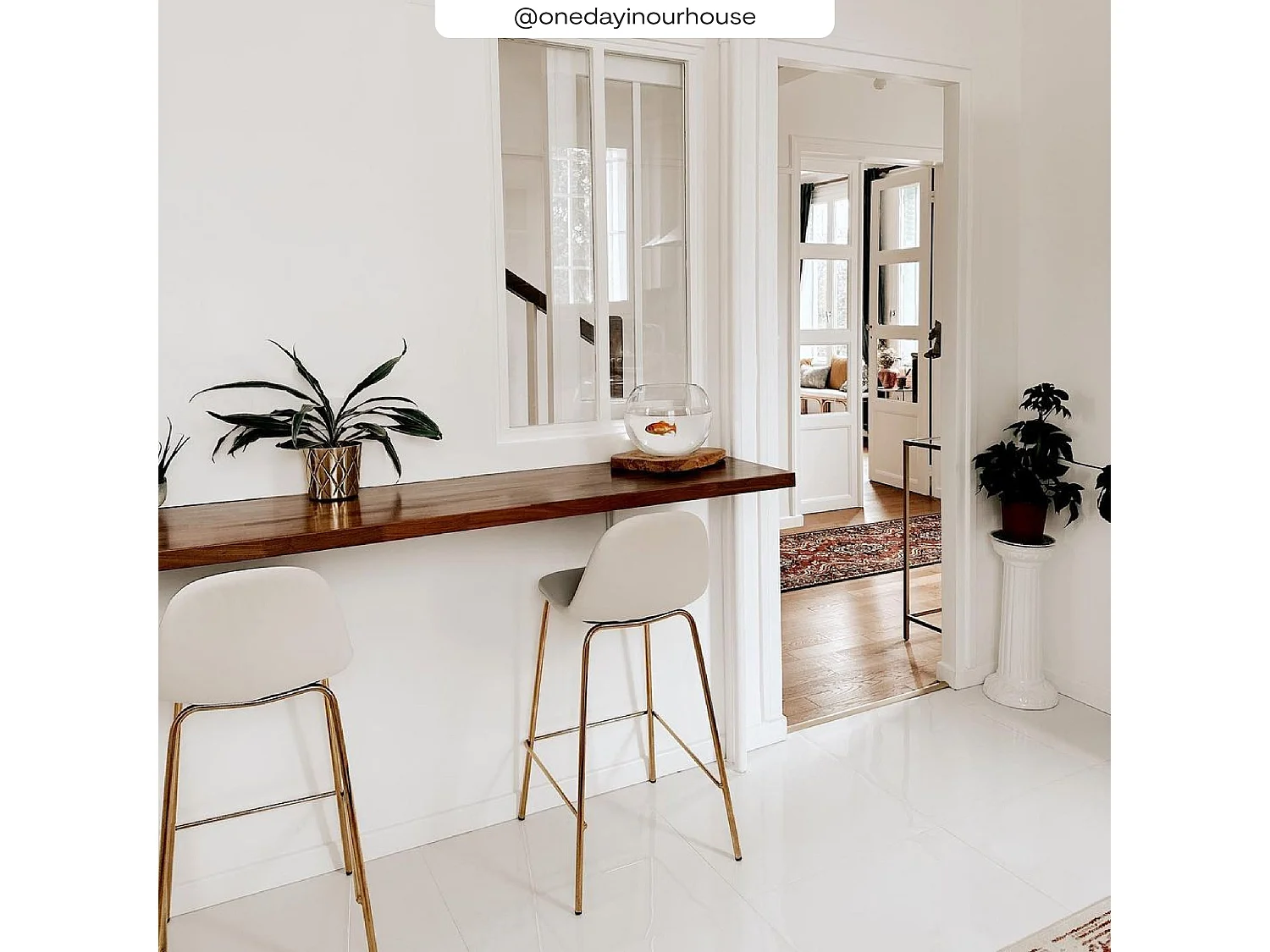 Silla para isla central de cuero sintético blanco 65 cm - Henrik