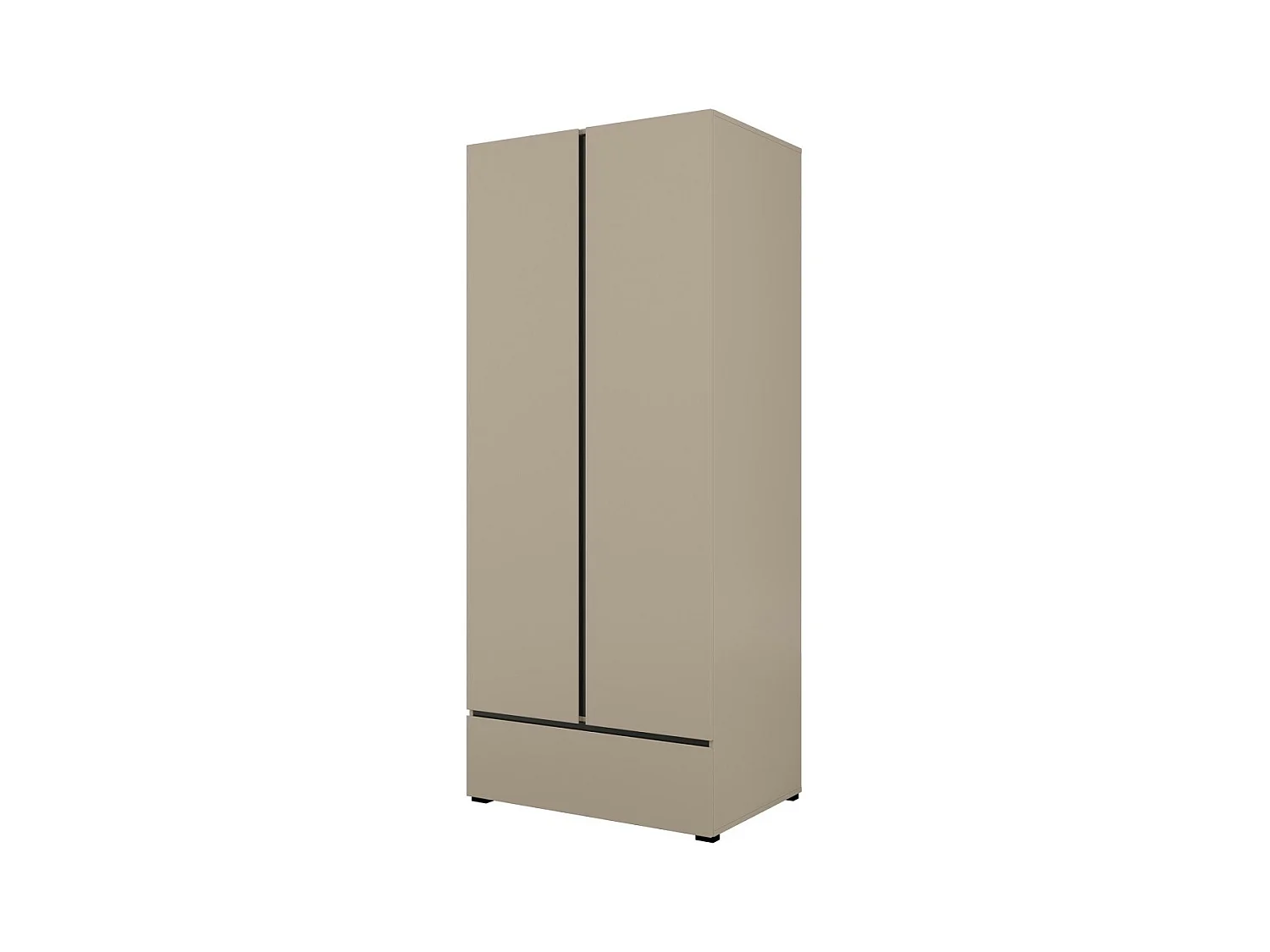 Armoire HAVANA 90 cm – Beige et noir – 2 portes + 1 tiroir – Design compact et contemporain