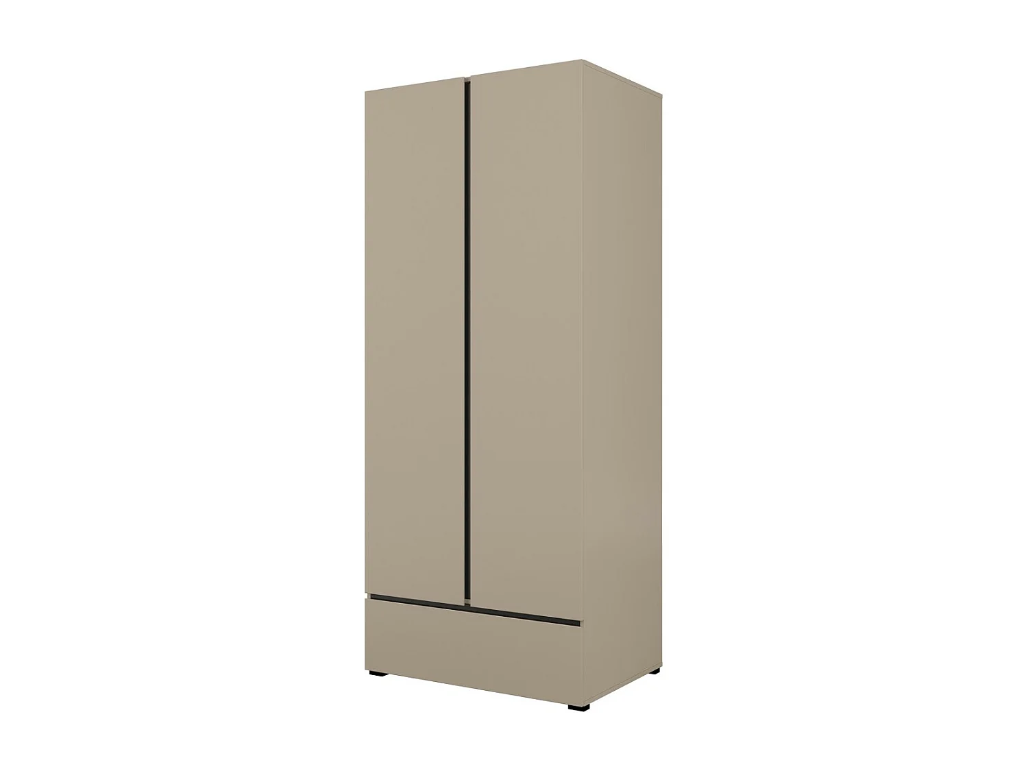 Armario HAVANA 90 cm – Beige y negro – 2 puertas + 1 cajón – Diseño compacto y contemporáneo