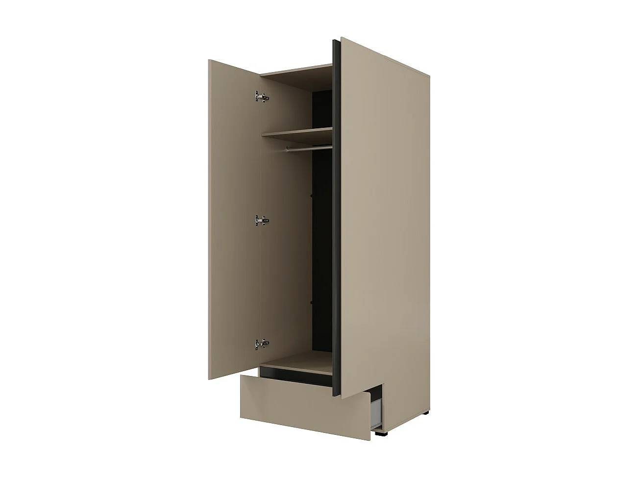 Armario HAVANA 90 cm – Beige y negro – 2 puertas + 1 cajón – Diseño compacto y contemporáneo
