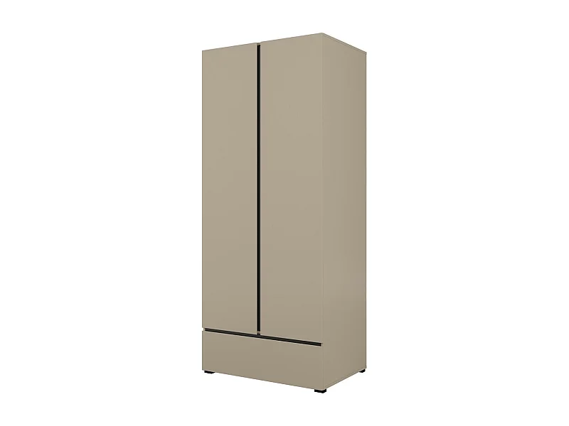 Armario HAVANA 90 cm – Beige y negro – 2 puertas + 1 cajón – Diseño compacto y contemporáneo