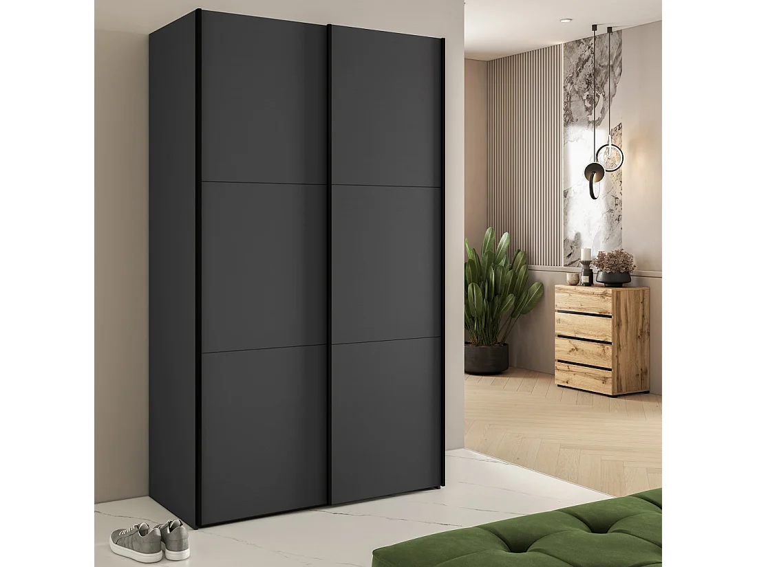 Armoire SLIDE – 120 cm – 2 portes coulissantes – Finition noire – Élégance contemporaine et modulable