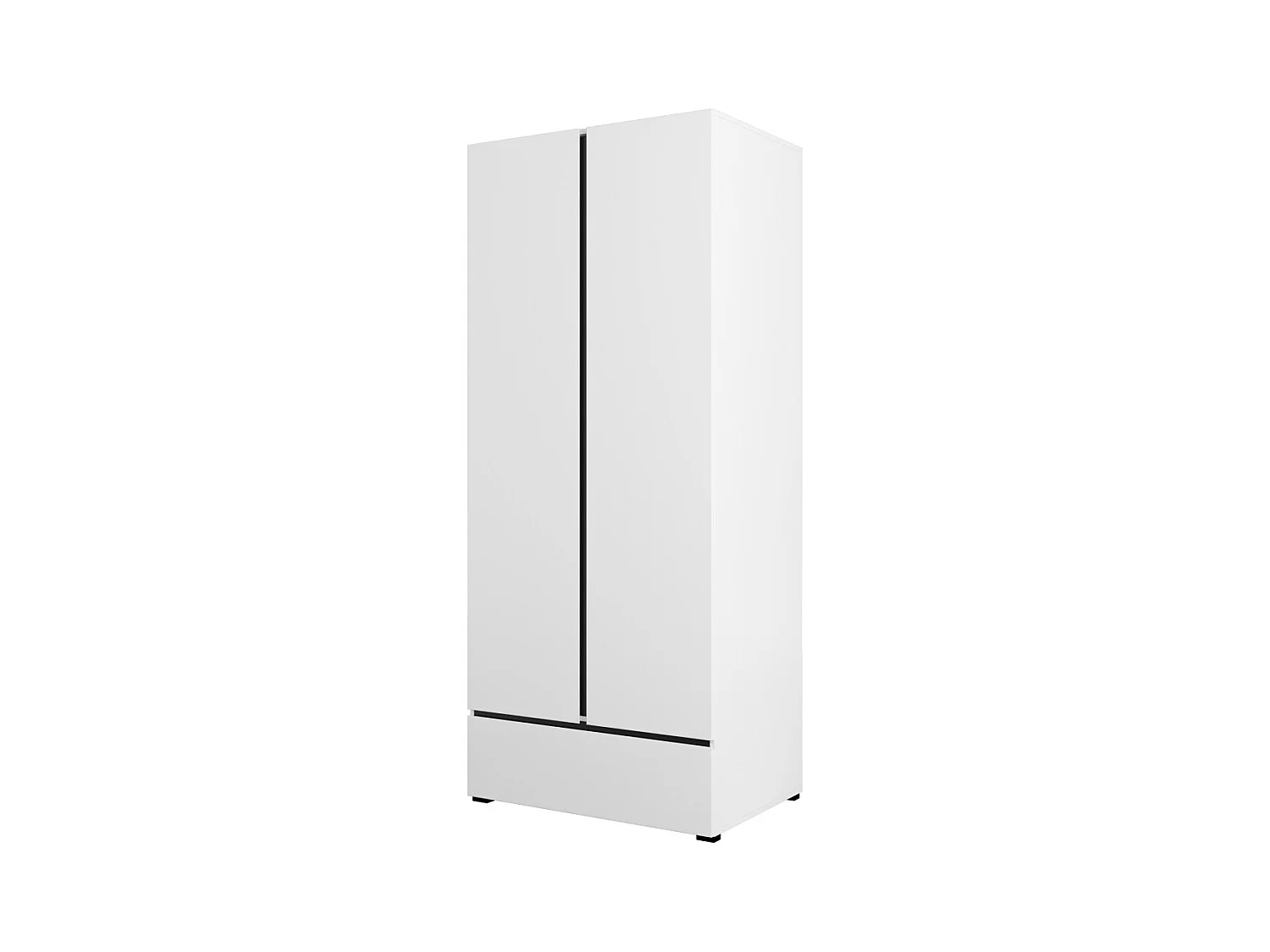 Armoire HAVANA 90 cm – 2 portes + 1 tiroir – Coloris blanc et noir – Design moderne et fonctionnel
