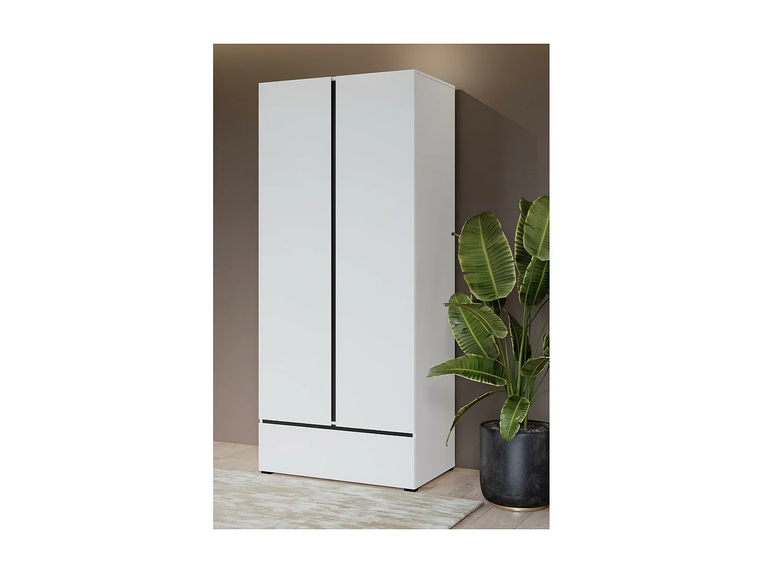 Armario HAVANA 90 cm – 2 puertas + 1 cajón – Color blanco y negro – Diseño moderno y funcional
