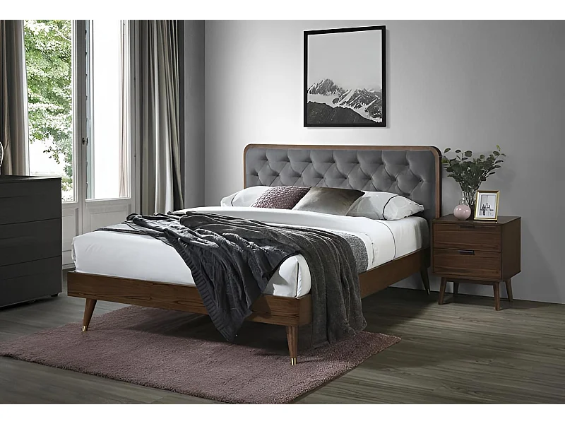 Lit Cassidy S (140x200)/Holzplatte&stoffbezug/Braun&Grau