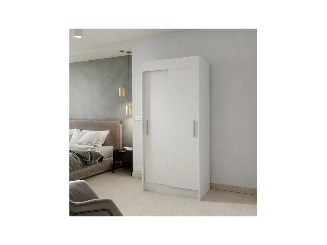 Armadio Marien (100cm)/ante scorrevoli/Bianco