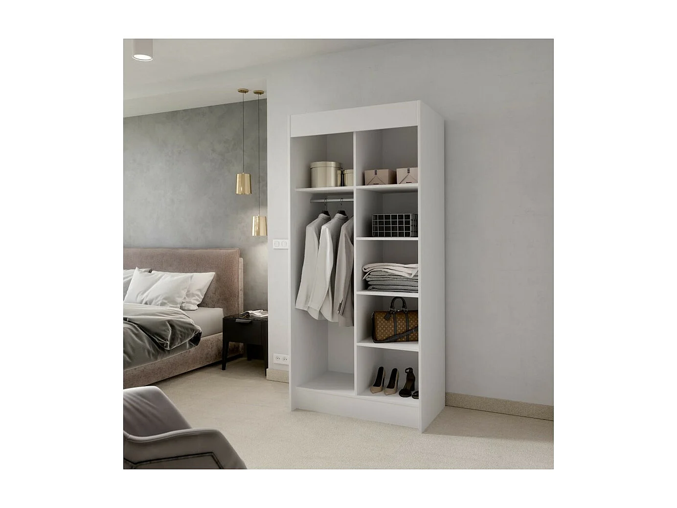 Armoire Marien (100cm)/portes coulissantes/Blanc