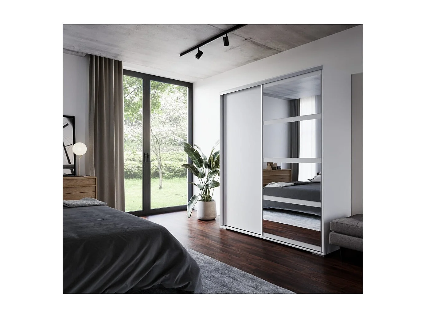 Armoire Elor (180cm)/portes coulissantes/Blanc