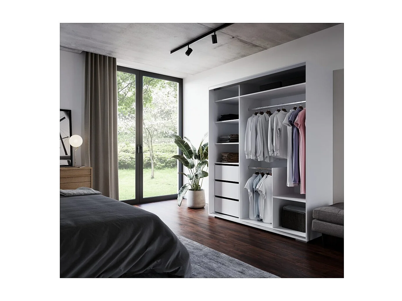 Armoire Elor (180cm)/portes coulissantes/Blanc